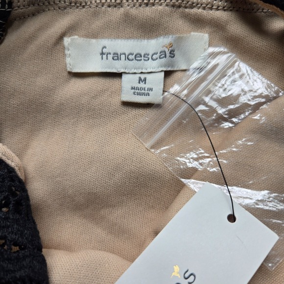 NEW Francescas Black Openweave‎ Crochet Over Nude Lining Dress Size M Whimsigoth - Picture 2 of 9